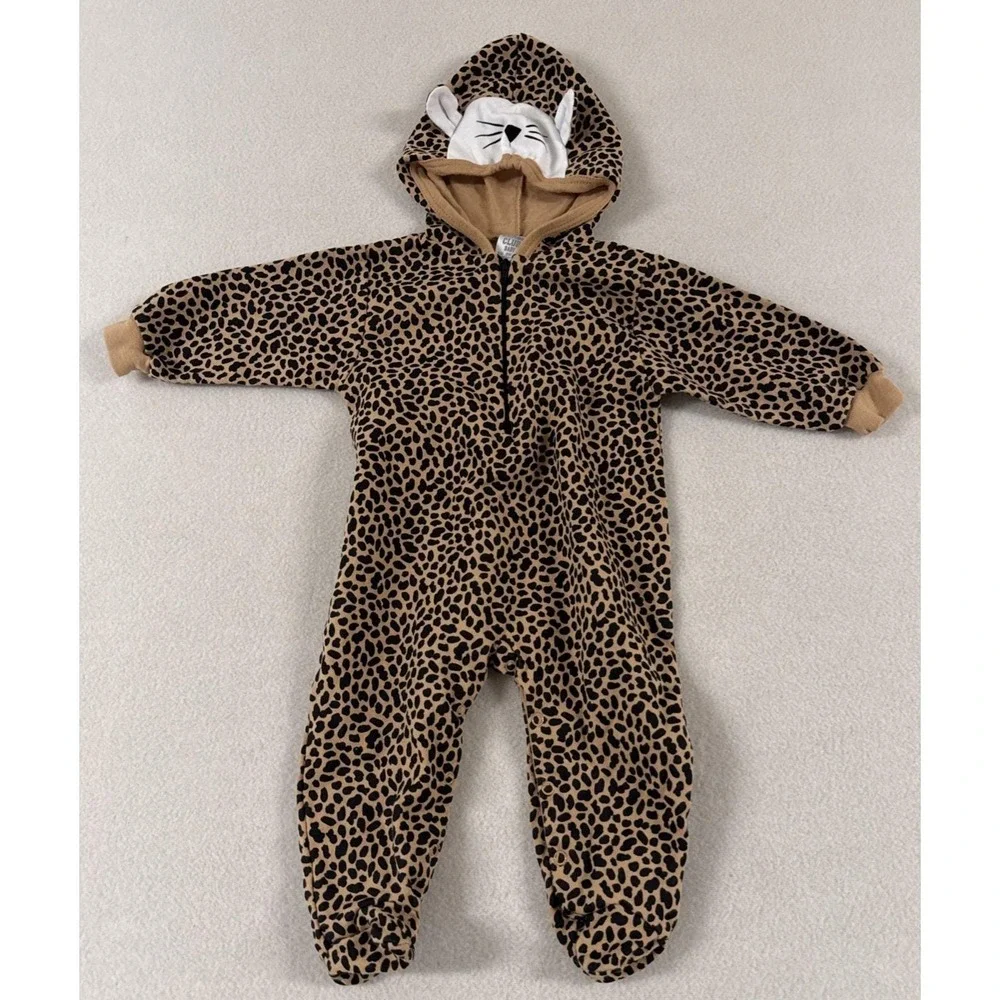 Vtg Baby Costume Cheetah Animal Tail Ears Hood Class Club 6-9 Months Leopard